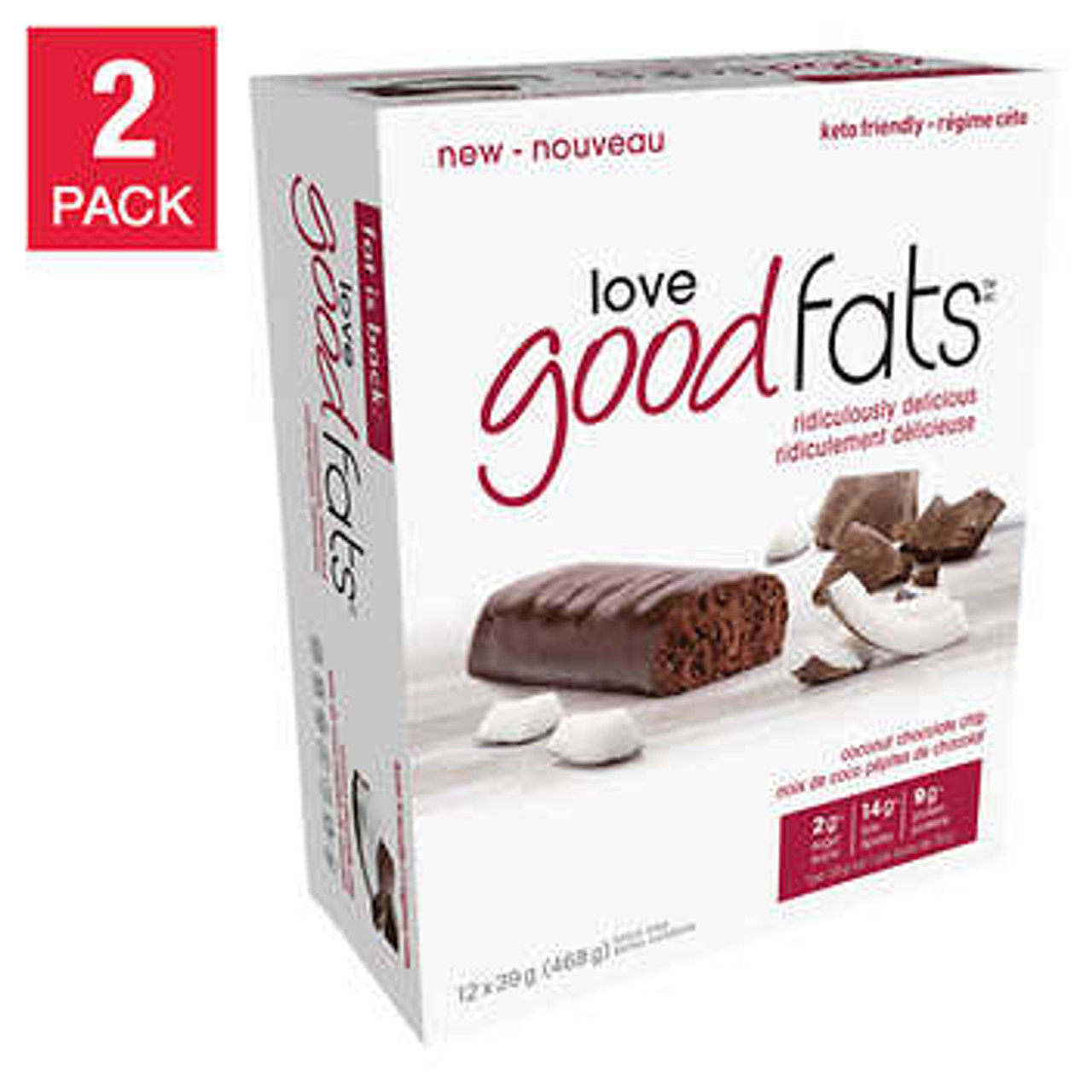 Love Good Fats Coconut Chocolate Chip Snack Bars - 2 Packs, 468g Total- Chicken Pieces