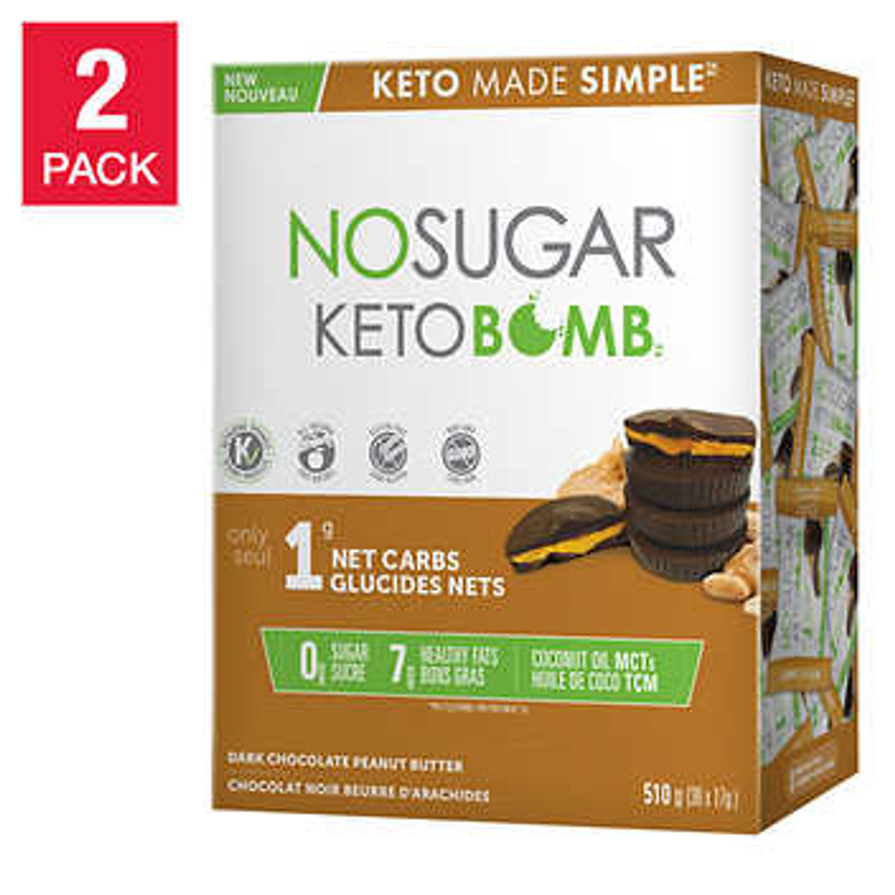 No Sugar Keto Bomb Dark Chocolate Peanut Butter Brownie 2-Pack - Decadent Keto Indulgence- Chicken Pieces