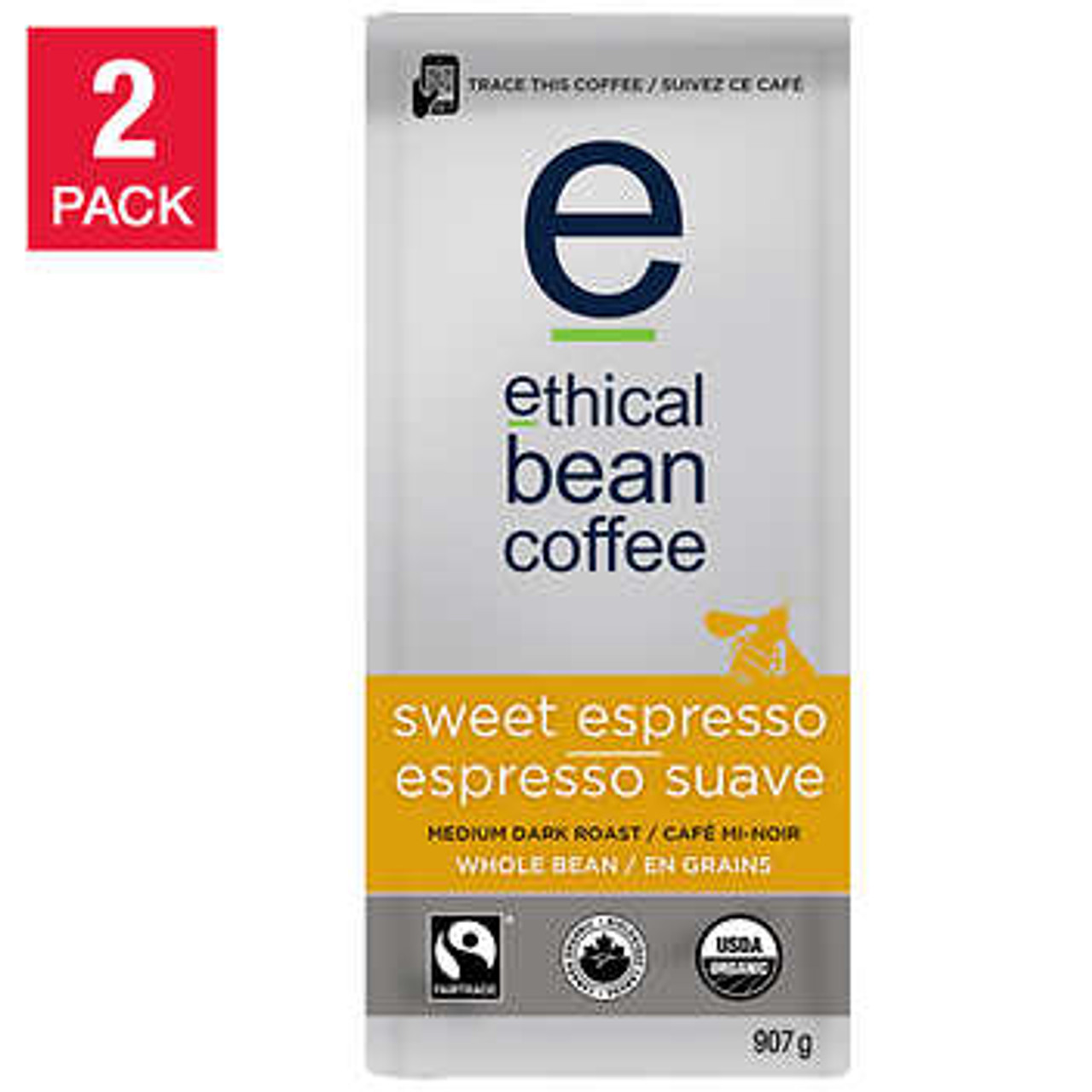 Ethical Bean Coffee Sweet Espresso Medium Dark Roast Whole Bean Coffee - 2 × 907 g - Aromatic Indulgence for Coffee Aficionados- Chicken Pieces