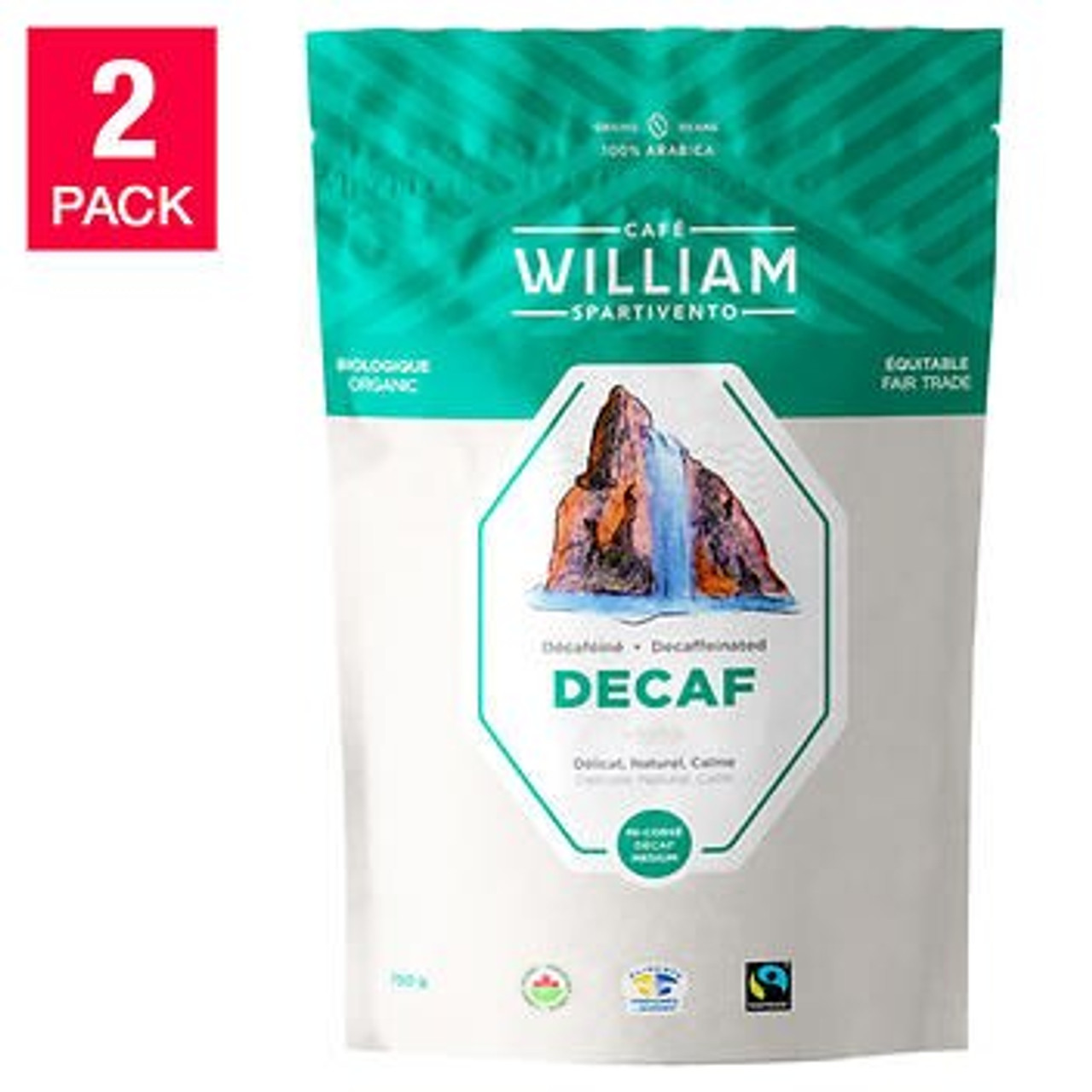 William Spartivento Naturally Decaffeinated Medium Roast Whole Bean Coffee - 2 x 750 g - Organic Fair Trade Excellence- Chicken Pieces