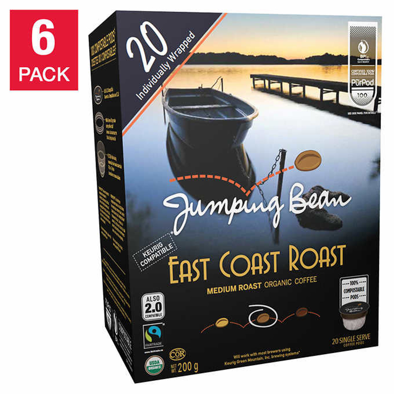 Jumping Bean East Coast Roast Coffee Pods - 120 Pods - Rich and Flavorful Coastal Coffee Journey- Chicken Pieces