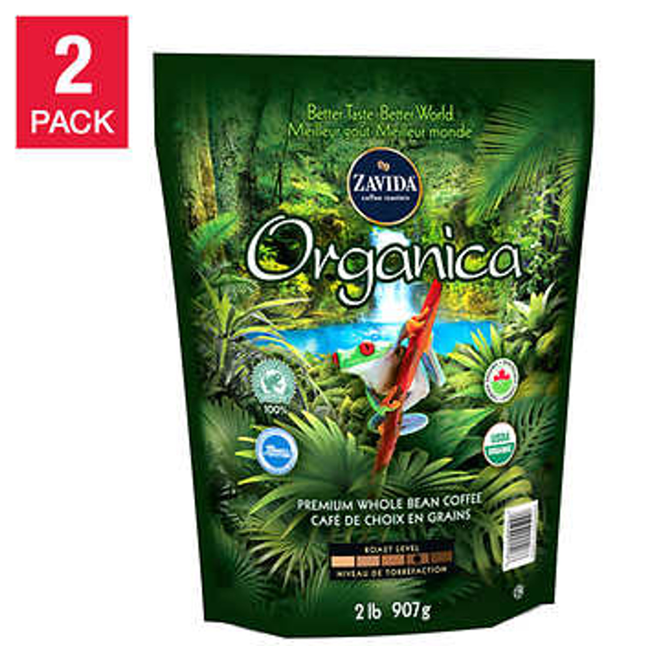 Zavida Organica Whole Bean Organic Coffee - 2 x 907 g - Pure and Flavorful Organic Delight- Chicken Pieces