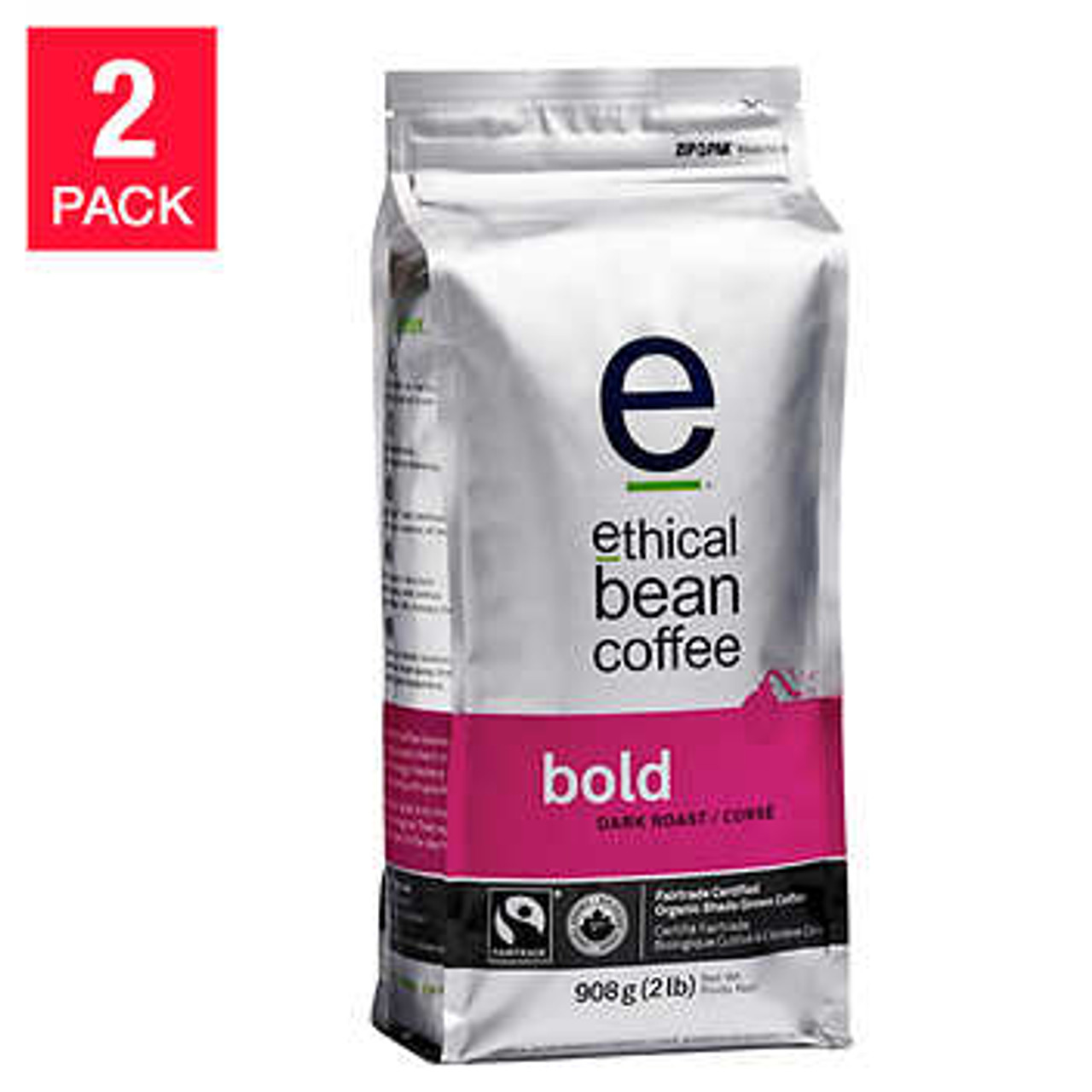 Ethical Bean Coffee Bold Dark Roast Whole Bean Coffee - 2 x 908 g - Intense and Robust Coffee Experience- Chicken Pieces