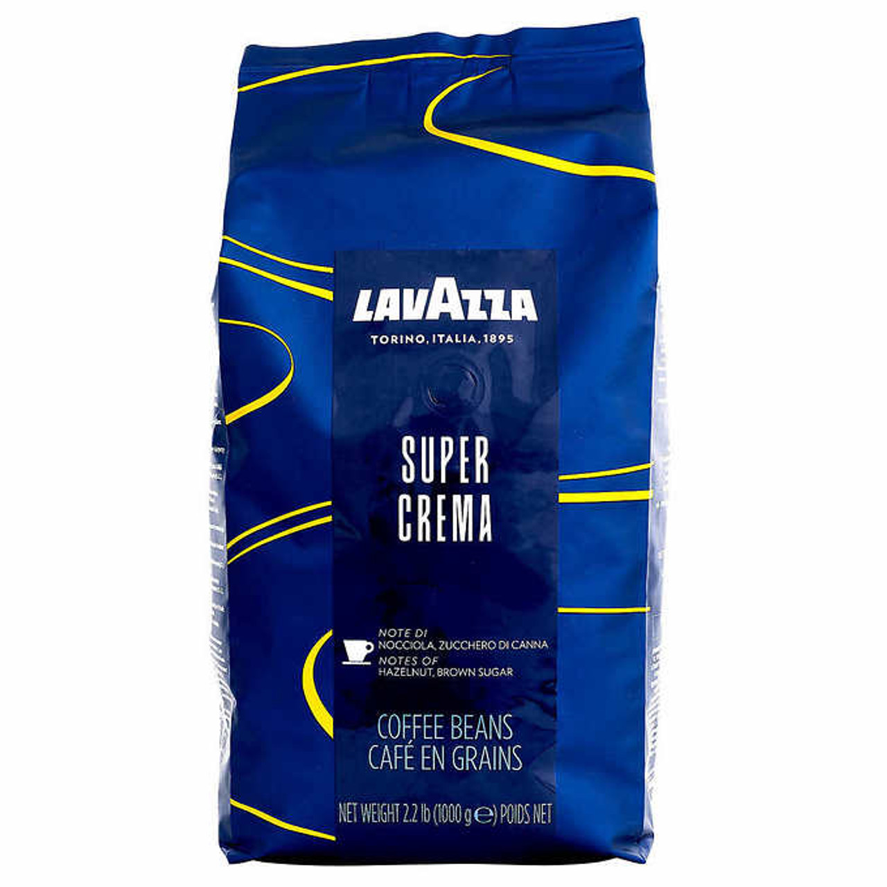 Lavazza Super Crema Whole Bean Coffee 1 kg - Rich Italian Blend- Chicken Pieces