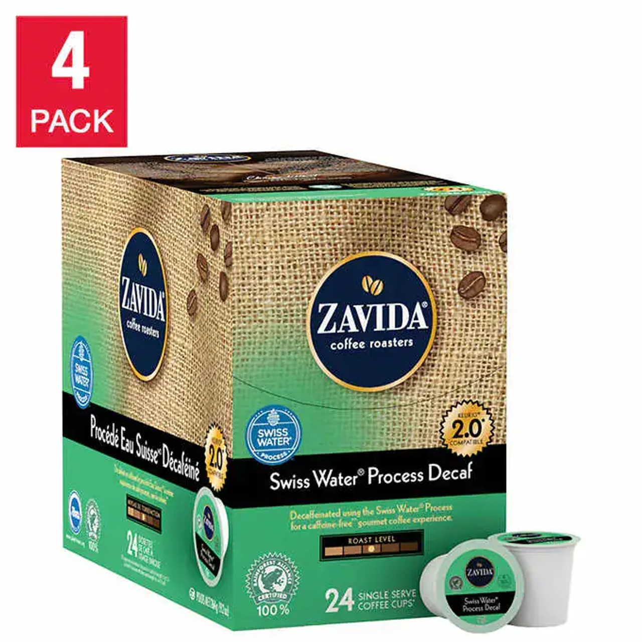Zavida Single Serve Coffee - Swiss Water Process Decaf - 96 Cups- Chicken Pieces
