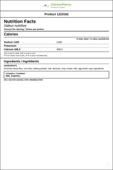Ardent Mills Batter Mix | 20KG/Unit, 1 Unit/Case — Nutrition and Ingredients Label — www.chickenpieces.com