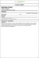 Cheetos Cheese Puff Snack | 37G/Unit, 40 Units/Case — Nutrition and Ingredients Label — www.chickenpieces.com