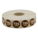 Gordon Choice .75In Brown Round Day Spot Labels, Cold Temp, Bilingual, Thursday | 2UN/Unit, 20 Units/Case