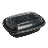 Microraves 32oz Black Plastic Wave Containers, With Dome Lid | 126UN/Unit, 1 Unit/Case