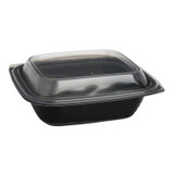 Microraves 16oz Square Black Plastic Containers, With Lid, Microwaveable | 200UN/Unit, 1 Unit/Case