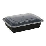 Versatainer 38oz Black Plastic Containers, With Clear Lid, Microwaveable, 6 X 8.5In | 150UN/Unit, 1 Unit/Case