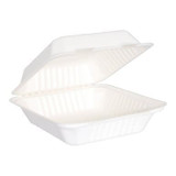 Gordon Choice GFS  52oz Hinged White Bagasse Containers, 9 X 9 X 3In, Ecology Friendly | 50UN/Unit, 4 Units/Case