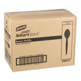 Smart Stock 6In Black Plastic Spoons, Smartstock, Cutlery | 40UN/Unit, 24 Units/Case