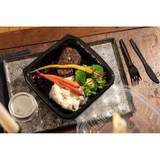 Earth Choice 1-oz Compartment Hinged Black Plastic Containers, 10.5X9.5X3.1In, Clear Vented Lid | 132UN/Unit, 1 Unit/Case