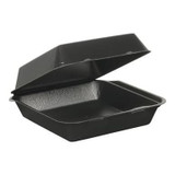 Pactiv 1 Compartment Hinged Black Foam Containers, 9 X 9 X 3.38In | 150UN/Unit, 1 Unit/Case