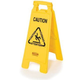 Rubbermaid Commercial Yellow Caution Wet Floor Sign, Billingual | 1UN/Unit, 1 Unit/Case