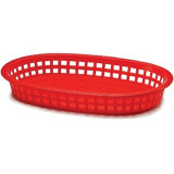 Tablecraft Plastic Oval Red Basket, 10.5 X 7In | 36UN/Unit, 1 Unit/Case
