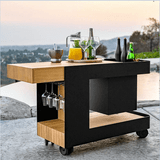 Indoor/Outdoor Black Mobile Bar & Side Table | Versatile & Stylish | Perfect for Entertaining