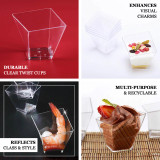 Clear 2oz Modern Square Twist Plastic Dessert Cups, Disposable Taster Cups (1000/Case)