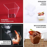 Clear 2oz Modern Square Twist Plastic Dessert Cups, Disposable Taster Cups (1000/Case)