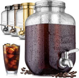 1 Gallon Cold Brew Coffee Maker with EXTRA-THICK Glass Carafe & Stainless Steel Mesh Filter - Premium Iced Coffee Maker, Cold Brew Pitcher & Tea Infuser