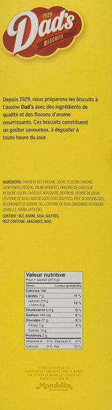 Dad's Portion Packs Chocolate Chip Cookies , 1.8kgs (48 portion - packs of 2)-4/Case