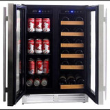 Excalibur Koolatron Stainless Steel Built-in Dual Zone Beverage Center - 18-Bottle Wine Cooler & 56 Can Fridge