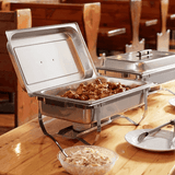 Full Size Stainless Steel Chafer with Folding Frame  8 Qt- 3/Pack