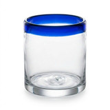 Chicken Pieces Rocks / Old Fashioned Glass with Blue Rim  12 oz- 12/Case