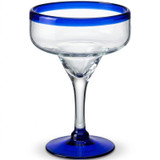 Chicken Pieces Margarita Glass with Blue Rim and Base 12 oz - 12/Case. CHICKEN PIECES.