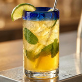 Chicken Pieces Cooler Glass with Blue Rim  16 oz- 12/Case. CHICKEN PIECES.