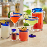 Chicken Pieces Cooler Glass with Blue Rim  16 oz- 12/Case. CHICKEN PIECES.