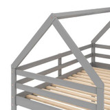 Twin over Twin Low Bunk Bed with House Design and Ladder - Perfect for Kids' Room