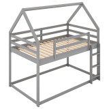 Chicken Pieces Twin over Twin Low Bunk Bed with House Design and Ladder - Perfect for Kids' Room 