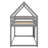 Chicken Pieces Twin over Twin Low Bunk Bed with House Design and Ladder - Perfect for Kids' Room 