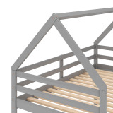Chicken Pieces Twin over Twin Low Bunk Bed with House Design and Ladder - Perfect for Kids' Room 