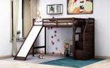 Twin Size Loft Bed with Storage and Slide - Space-Saving and Fun for Kids