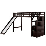 Twin Size Loft Bed with Storage and Slide - Space-Saving and Fun for Kids