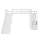 Chicken Pieces Twin Size Loft Bed with Storage and Slide - Space-Saving and Fun for Kids 