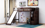 Chicken Pieces Twin Size Loft Bed with Storage and Slide - Space-Saving and Fun for Kids 