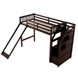 Chicken Pieces Twin Size Loft Bed with Storage and Slide - Space-Saving and Fun for Kids 