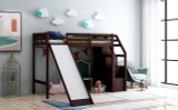 Chicken Pieces Twin Size Loft Bed with Storage and Slide - Space-Saving and Fun for Kids 