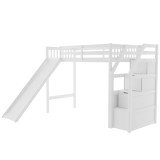 Chicken Pieces Twin Size Loft Bed with Storage and Slide - Space-Saving and Fun for Kids 