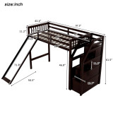 Chicken Pieces Twin Size Loft Bed with Storage and Slide - Space-Saving and Fun for Kids 