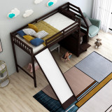 Chicken Pieces Twin Size Loft Bed with Storage and Slide - Space-Saving and Fun for Kids 