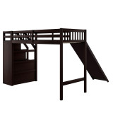 Chicken Pieces Twin Size Loft Bed with Storage and Slide - Space-Saving and Fun for Kids 