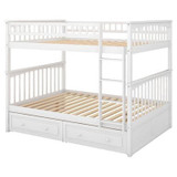 Full over Full Bunk Bed with Drawers, Convertible Beds