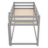 Twin over Twin Floor Bunk Bed with Ladder | Space-Saving and Sturdy Design