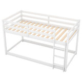 Twin over Twin Floor Bunk Bed with Ladder | Space-Saving and Sturdy Design