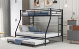 Twin over Full Bed with Trundle - Sturdy Steel Frame and Two-Side Ladders